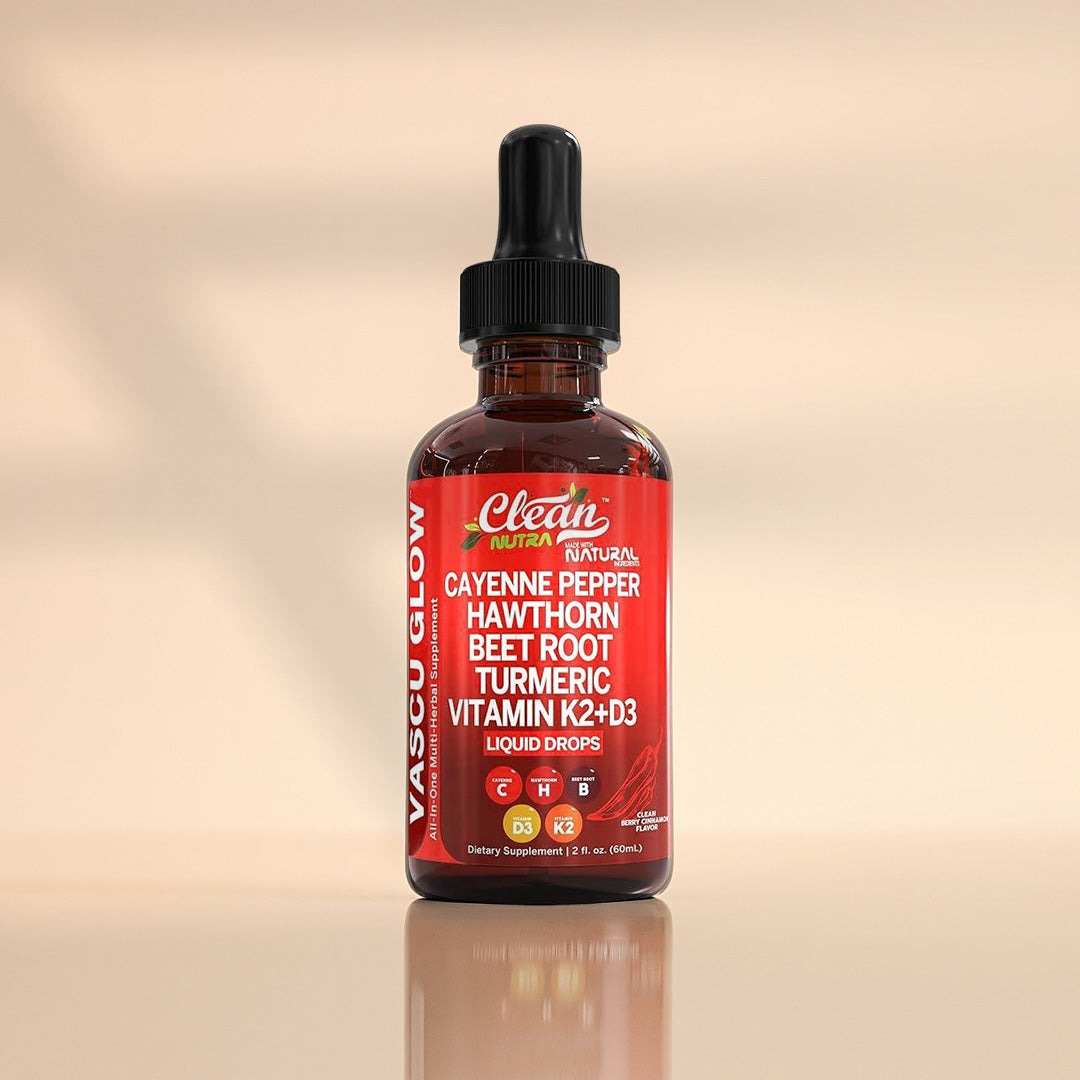 Clean Nutra Vascu Glow – Suplemento líquido natural con cúrcuma y vitaminas K2 D3